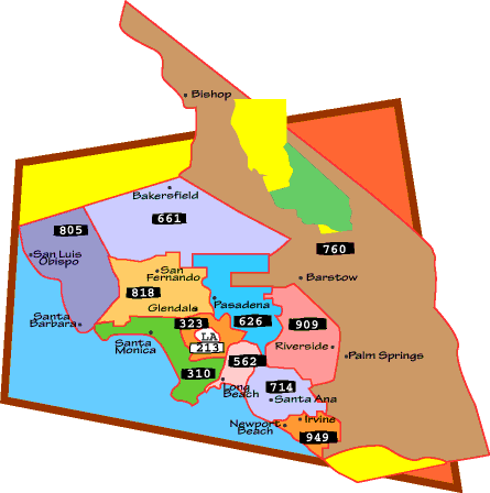 L.A. Area Code Map