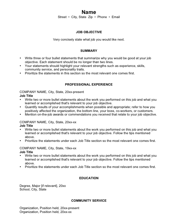 resume formatting. find this resume the most