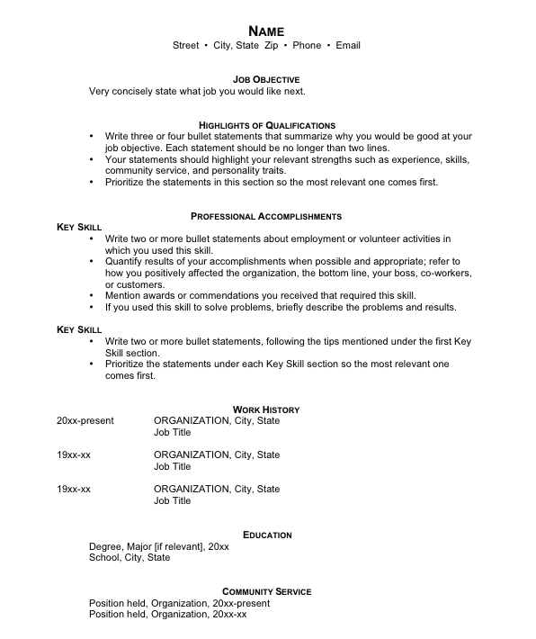 Resume Templates Functional 