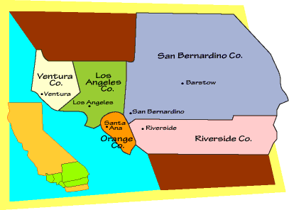 Los Angeles Area County Map
