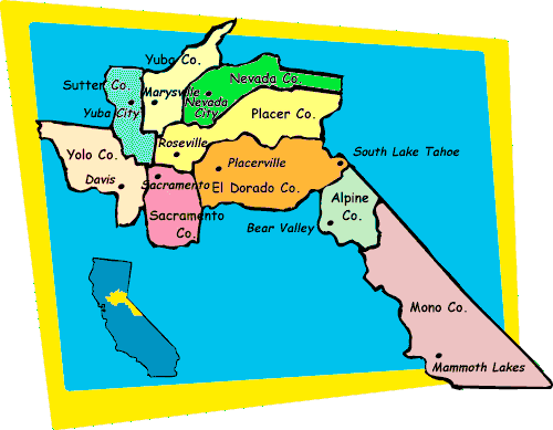 Sacramento Area County Map